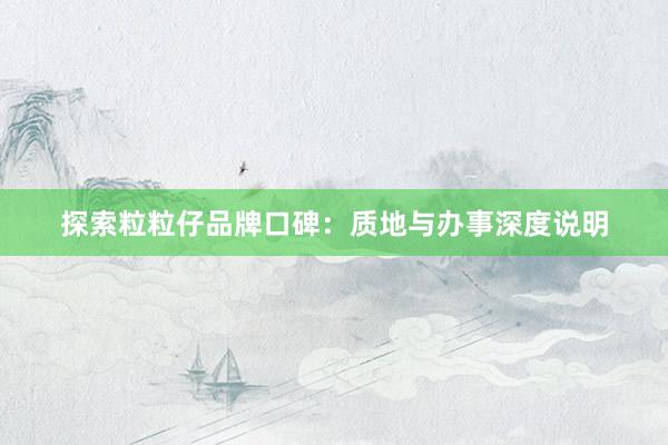 探索粒粒仔品牌口碑：质地与办事深度说明